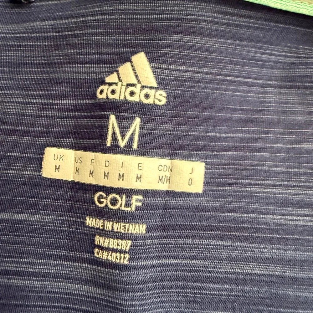 Adidas Golf Mens Medium Navy Blue Space Dye Performance‎ Polo Shirt RN88387